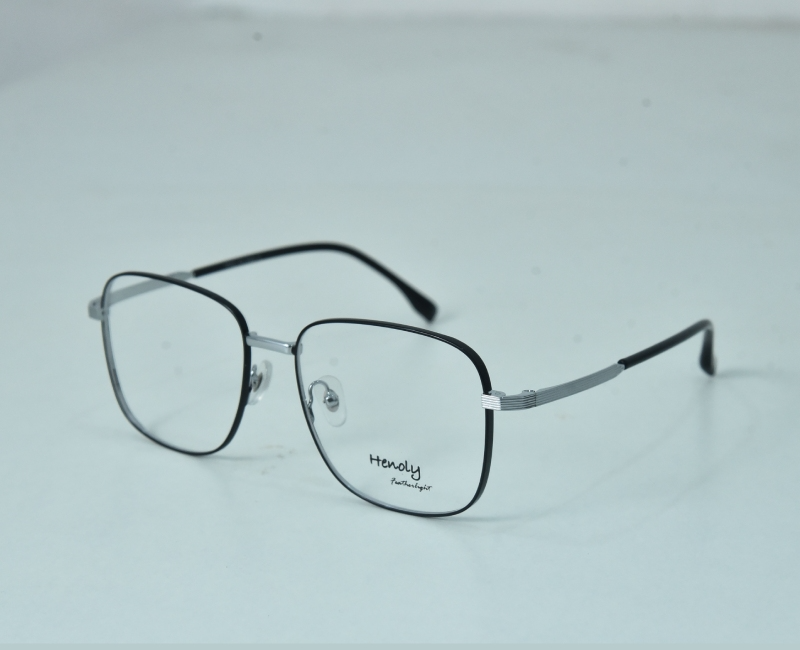 Henloy - Square Retro Black Silver Metal Frame